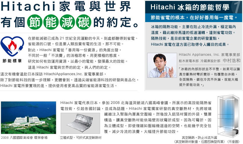 Hitachi家電與世界有個節能減碳的約定